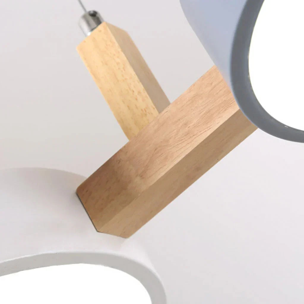 Suspension ronde moderne avec détails en bois pour salle à manger – Luminaire suspendu à DEL de 30 po pour îlot de cuisine et coin-repas