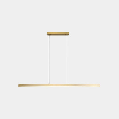 Linear LED Ceiling Fixture Brass Finish Adjustable Height Dimmable Remote Control for Kitchen Island Dining Room Table Modern Hanging Light