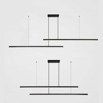 Linear LED Ceiling Fixture Brass Finish Adjustable Height Dimmable Remote Control for Kitchen Island Dining Room Table Modern Hanging Light