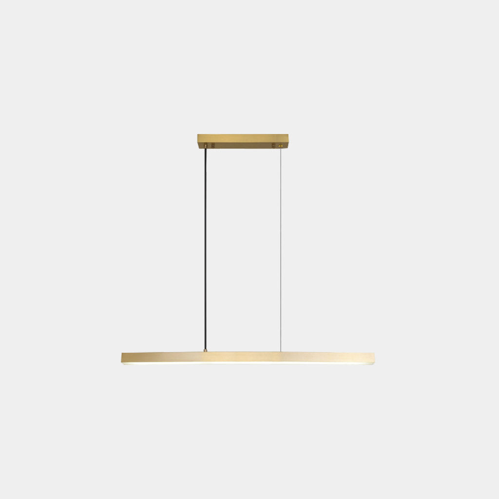 Linear LED Ceiling Fixture Brass Finish Adjustable Height Dimmable Remote Control for Kitchen Island Dining Room Table Modern Hanging Light