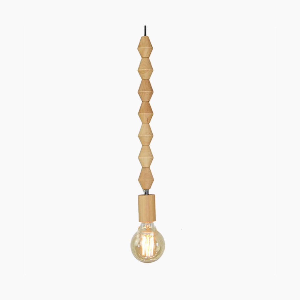 Hanging Chandelier with Natural Beaded Strands for Dining Room, Bedroom & Living Space – Adjustable Height LED Fixture