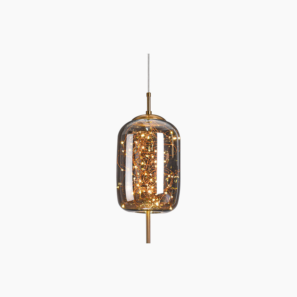 Glass Hanging Light Fixture with Adjustable Temperature Control for Dining Room Kitchen Bedroom | Nordic Style Ceiling Drop Lamp with Star P