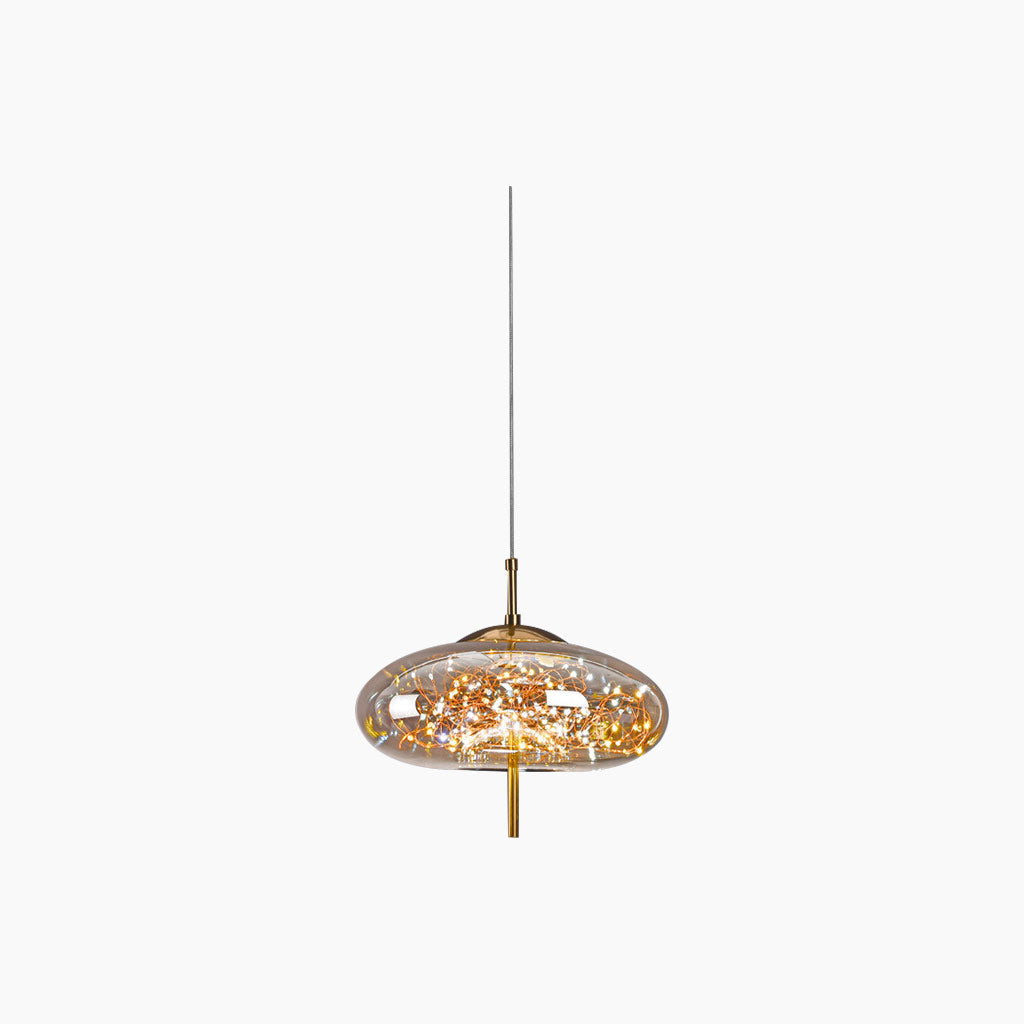 Glass Hanging Light Fixture with Adjustable Temperature Control for Dining Room Kitchen Bedroom | Nordic Style Ceiling Drop Lamp with Star P