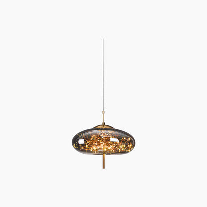 Glass Hanging Light Fixture with Adjustable Temperature Control for Dining Room Kitchen Bedroom | Nordic Style Ceiling Drop Lamp with Star P