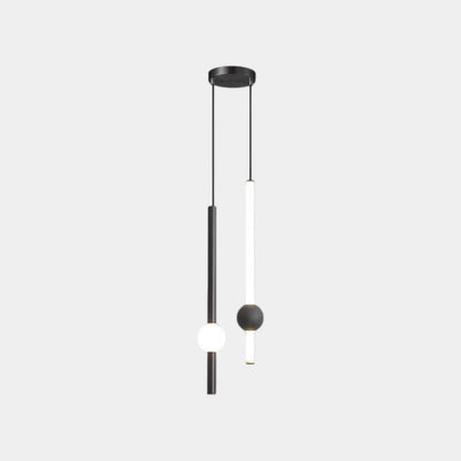 Linear Hanging Ceiling Light LED Iron Glass Tube Fixture Adjustable Height Bedroom Dining Room Kitchen Island Warm Neutral Glow 3.5 in Diame