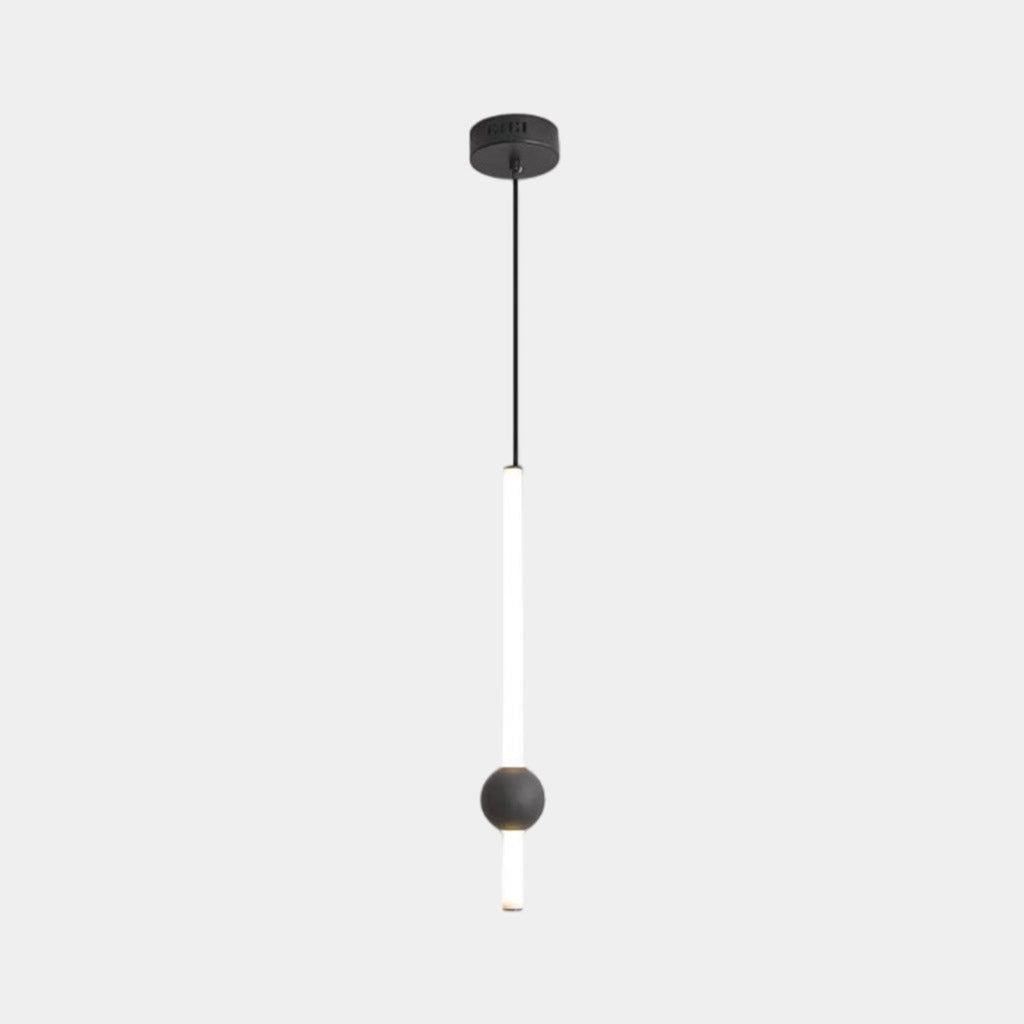 Linear Hanging Ceiling Light LED Iron Glass Tube Fixture Adjustable Height Bedroom Dining Room Kitchen Island Warm Neutral Glow 3.5 in Diame