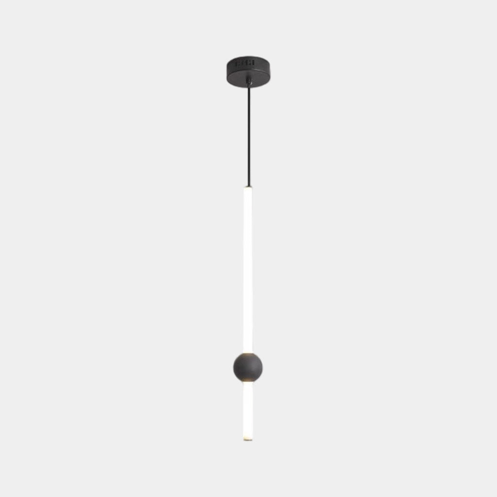 Linear Hanging Ceiling Light LED Iron Glass Tube Fixture Adjustable Height Bedroom Dining Room Kitchen Island Warm Neutral Glow 3.5 in Diame