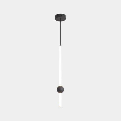Linear Hanging Ceiling Light LED Iron Glass Tube Fixture Adjustable Height Bedroom Dining Room Kitchen Island Warm Neutral Glow 3.5 in Diame