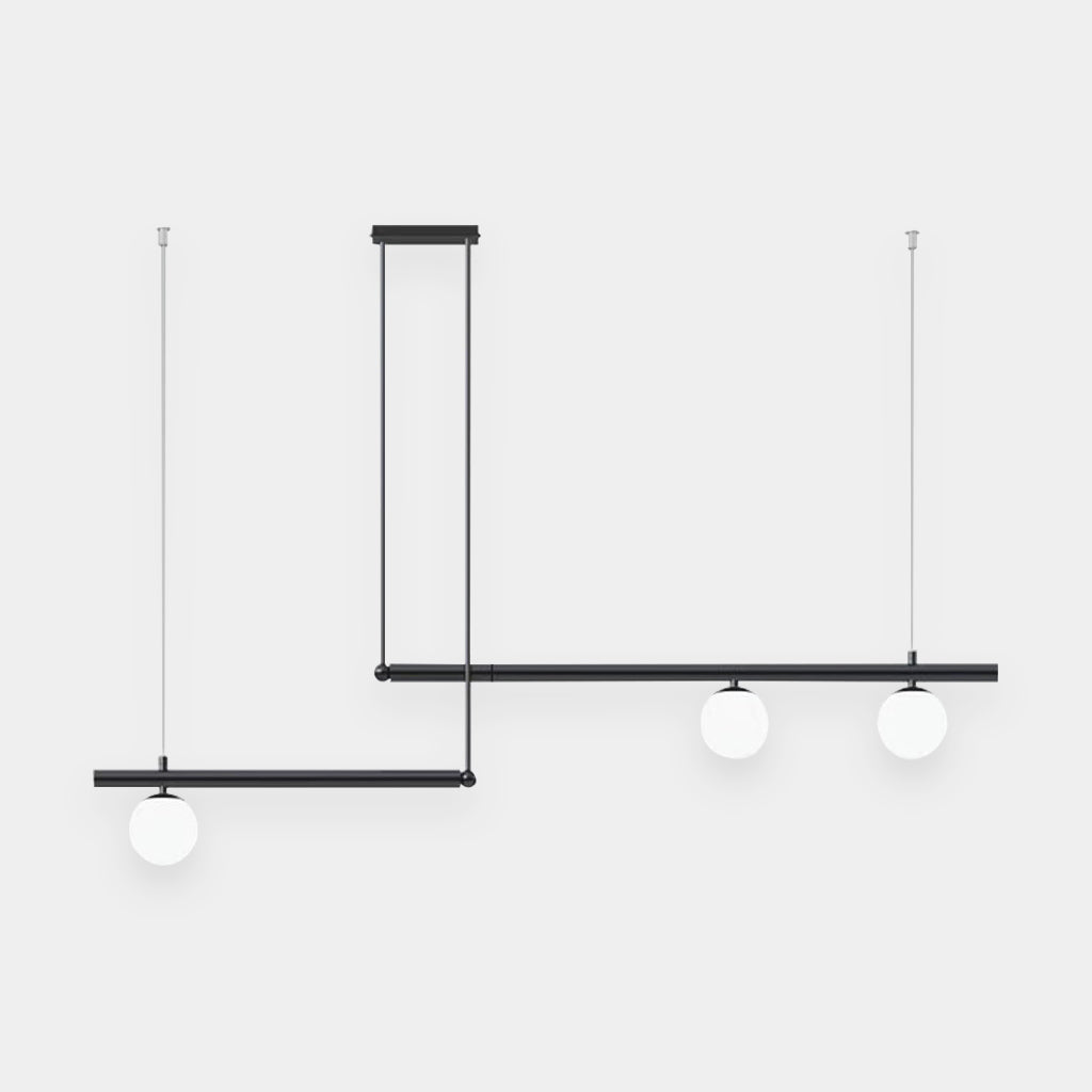 Linear Pendant Fixture Metal & Glass Multi-Bulb Adjustable Hanging Light for Kitchen Island Dining Table 47-63 in Modern Overhead Lighting G
