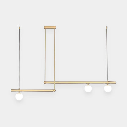 Linear Pendant Fixture Metal & Glass Multi-Bulb Adjustable Hanging Light for Kitchen Island Dining Table 47-63 in Modern Overhead Lighting G