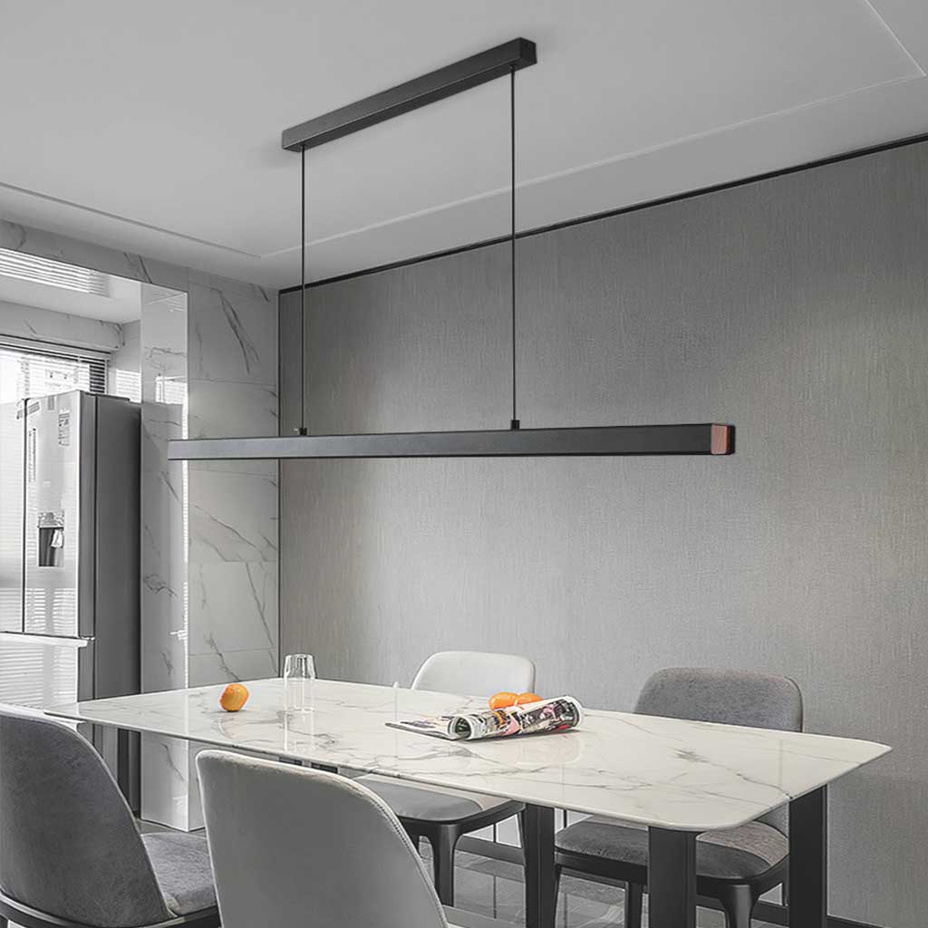 Dimmable LED Ceiling Fixture 31.5 in Sleek Aluminum Bar Contemporary Hanging Light for Kitchen Island Dining Table Office Workspace