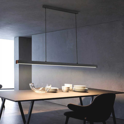 Dimmable LED Ceiling Fixture 31.5 in Sleek Aluminum Bar Contemporary Hanging Light for Kitchen Island Dining Table Office Workspace