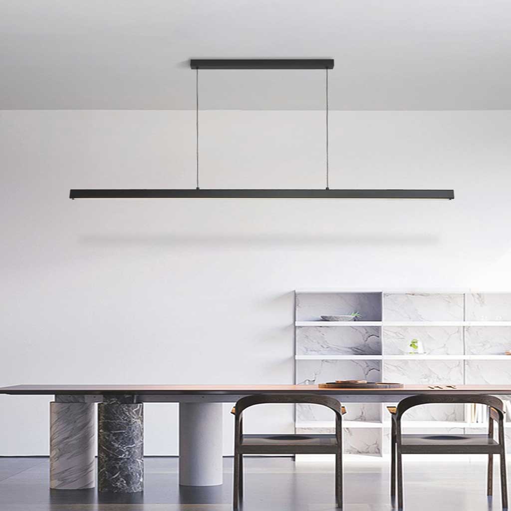 Dimmable LED Ceiling Fixture 31.5 in Sleek Aluminum Bar Contemporary Hanging Light for Kitchen Island Dining Table Office Workspace