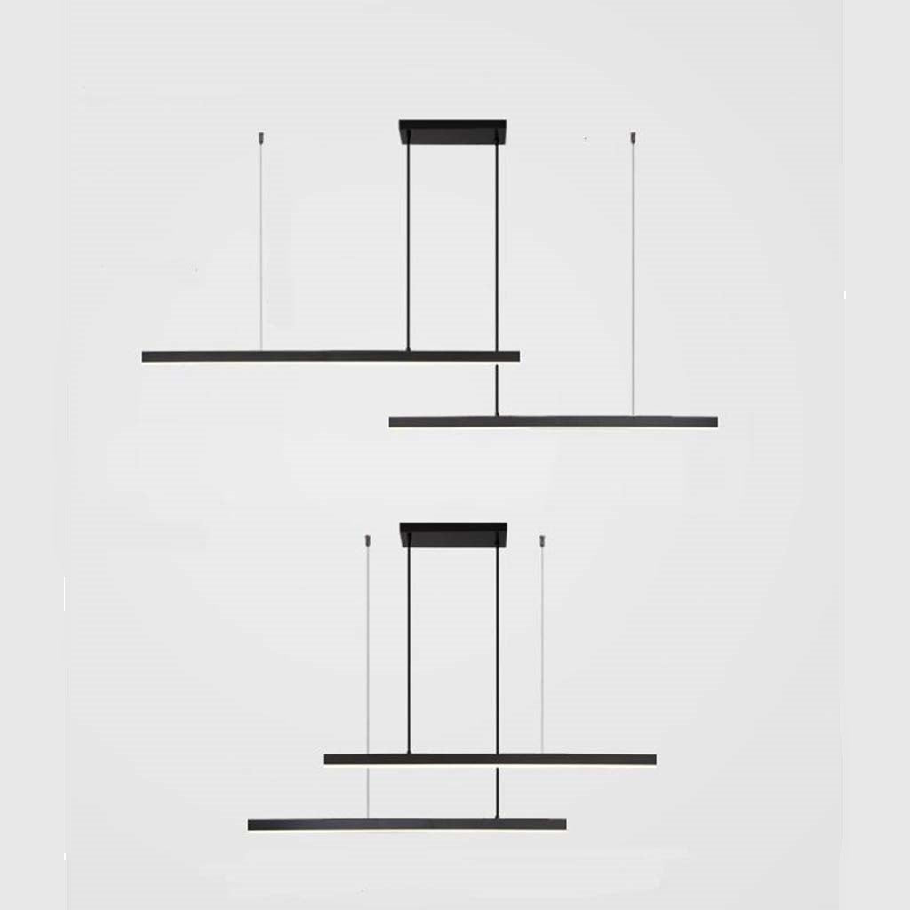 Linear LED Ceiling Fixture Brass Finish Adjustable Height Dimmable Remote Control for Kitchen Island Dining Room Table Modern Hanging Light