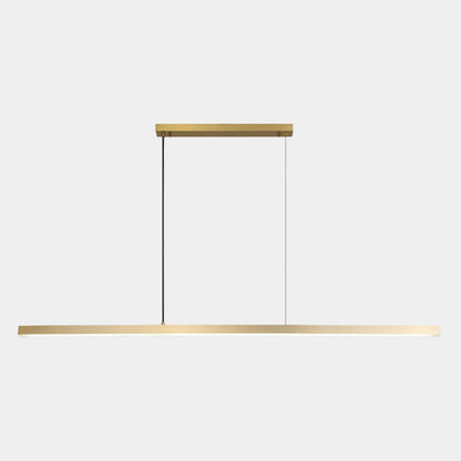 Linear LED Ceiling Fixture Brass Finish Adjustable Height Dimmable Remote Control for Kitchen Island Dining Room Table Modern Hanging Light