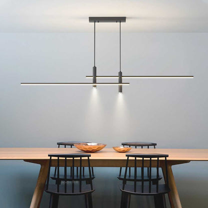 Sleek Overhead Linear LED Fixture 31.5 in Aluminum with Adjustable Spots for Kitchen Island Dining Table Modern Suspension Lamp in Black or