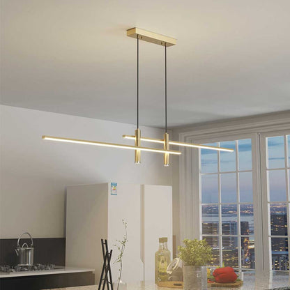 Sleek Overhead Linear LED Fixture 31.5 in Aluminum with Adjustable Spots for Kitchen Island Dining Table Modern Suspension Lamp in Black or