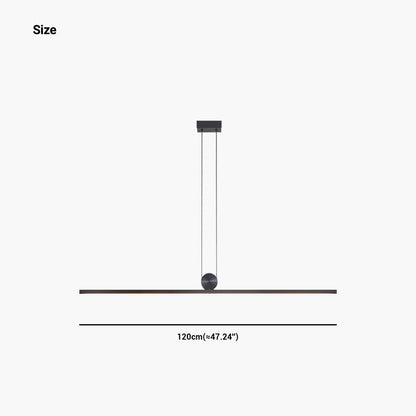 Linear LED Ceiling Light 39-Inch Dimmable Remote Control Aluminum Black Fixture for Dining Kitchen Island Bar Modern Minimalist Hanging Lamp