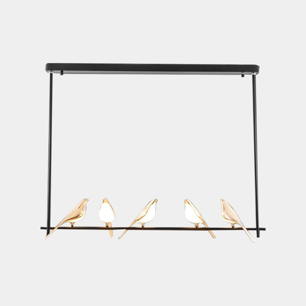 LED Ceiling Fixture Bird-Motif Metal Frame 35-Inch Warm Glow Overhead Lighting for Dining Room Bedroom Kitchen Island Modern Statement Piece