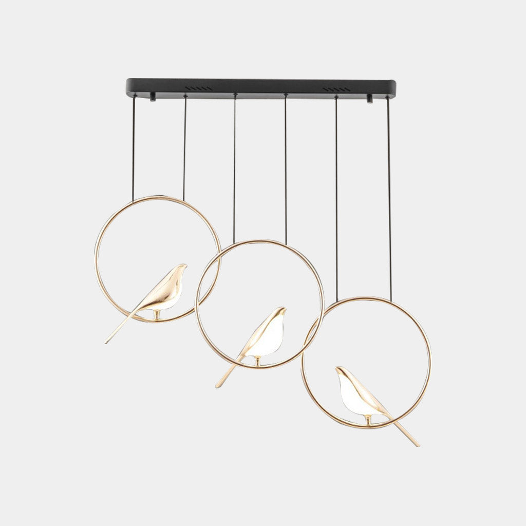 LED Ceiling Fixture Bird-Motif Metal Frame 35-Inch Warm Glow Overhead Lighting for Dining Room Bedroom Kitchen Island Modern Statement Piece
