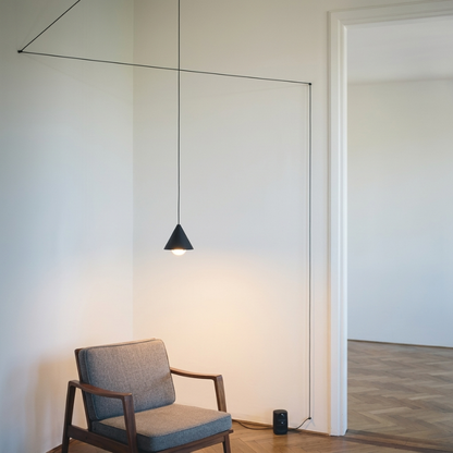 Sleek Black Metal Hanging Light Fixture with E27 Socket