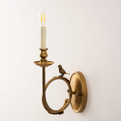 Metal Sconce with Sculptural Bird Detail for Bedroom & Hallway Accent Lighting 16 in Height Hardwired Indoor Fixture Gold Black Finishes