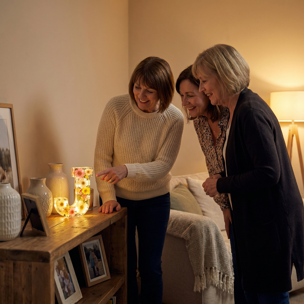 Lettre lumineuse en résine florale personnalisée Ortekor | Décoration intérieure unique avec lumière LED chaleureuse pour une atmosphère apaisante