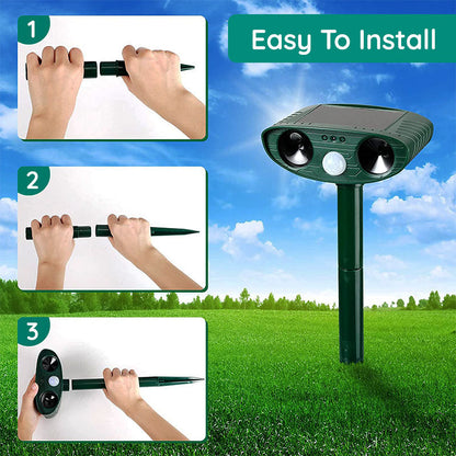 EcoGuard | Ultrasonic Cat, Squirrel & Rat Deterrent with Motion Sensor | Safe Solar-Powered Solution for Gardens and Yards