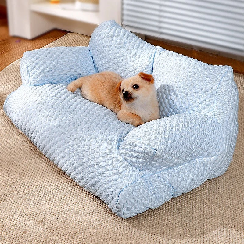 Canapé pour chien en tissu rafraîchissant pour l'été, panier pour chien lavable pour petits et grands chiens