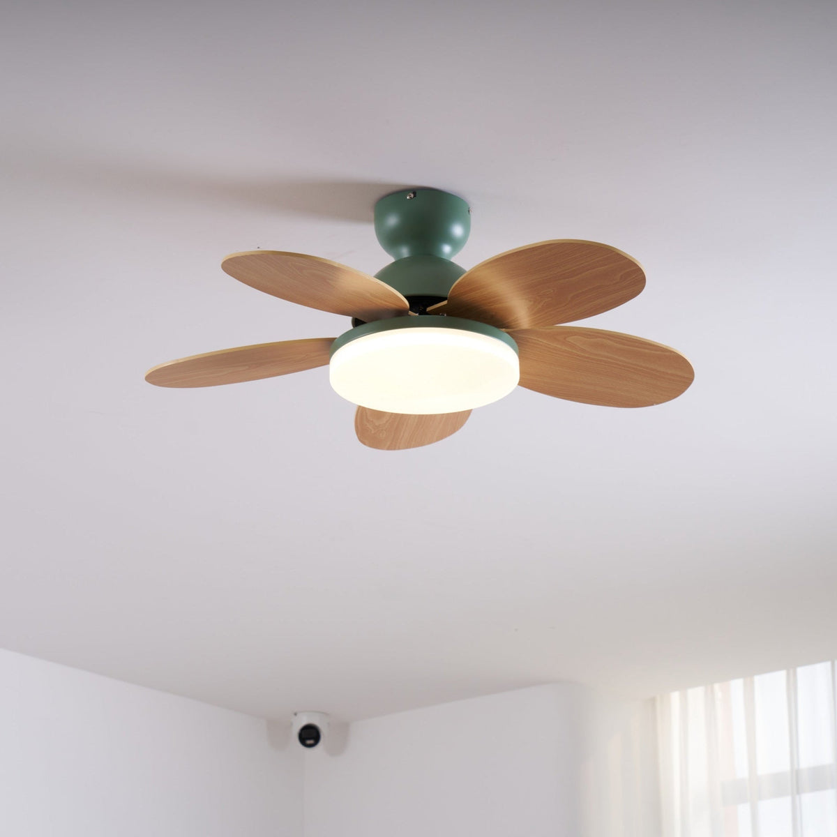 Indoor Ceiling Fan with LED Light 35 in Wood Blade Curved Design 6-Speed Remote Control DC Motor for Living Room Bedroom Dining Room Grey Gr