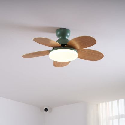 Indoor Ceiling Fan with LED Light 35 in Wood Blade Curved Design 6-Speed Remote Control DC Motor for Living Room Bedroom Dining Room Grey Gr