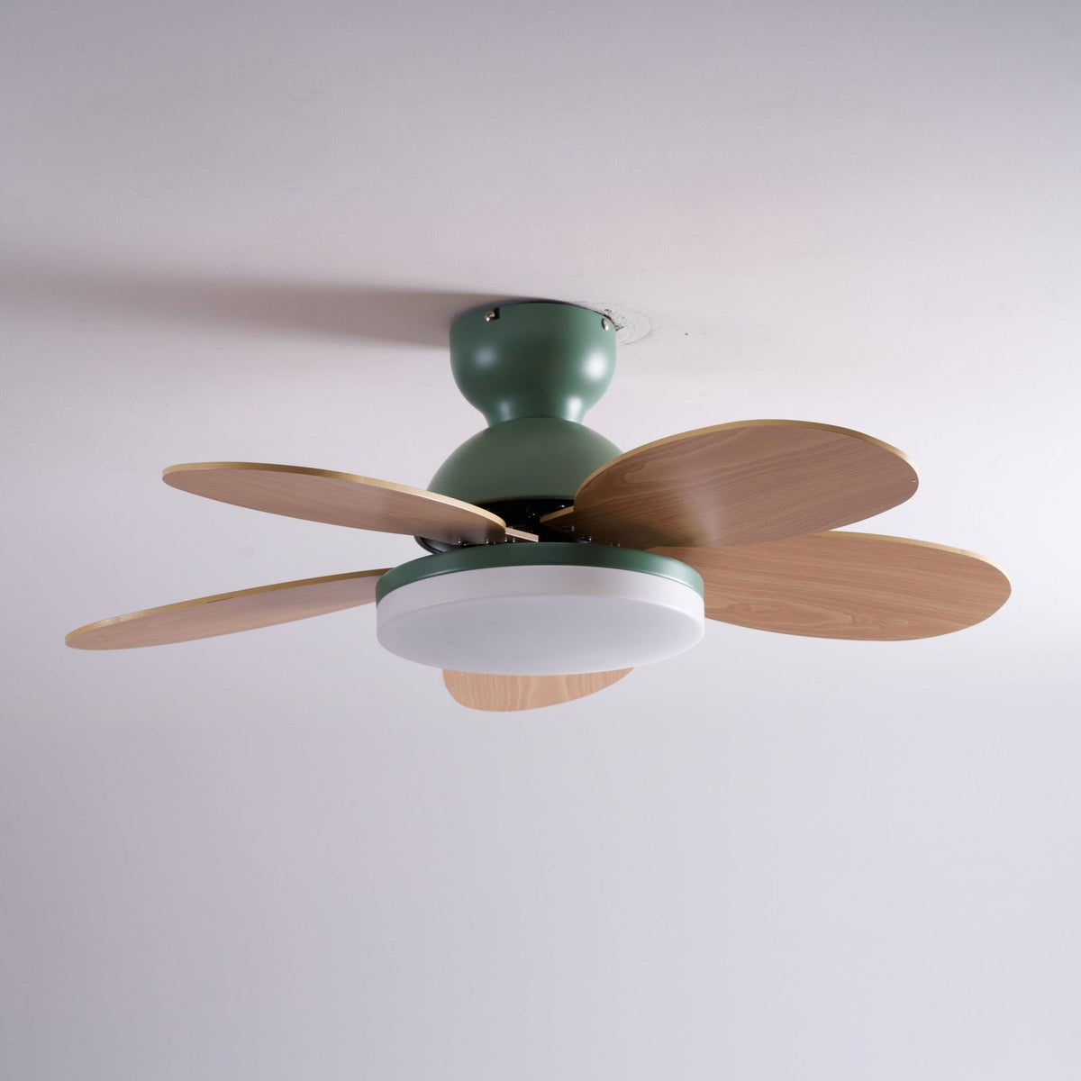 Indoor Ceiling Fan with LED Light 35 in Wood Blade Curved Design 6-Speed Remote Control DC Motor for Living Room Bedroom Dining Room Grey Gr