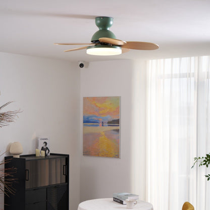 Indoor Ceiling Fan with LED Light 35 in Wood Blade Curved Design 6-Speed Remote Control DC Motor for Living Room Bedroom Dining Room Grey Gr