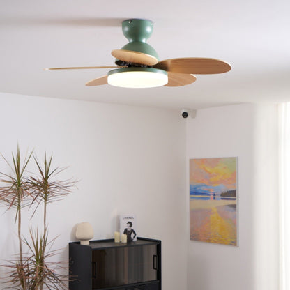 Indoor Ceiling Fan with LED Light 35 in Wood Blade Curved Design 6-Speed Remote Control DC Motor for Living Room Bedroom Dining Room Grey Gr