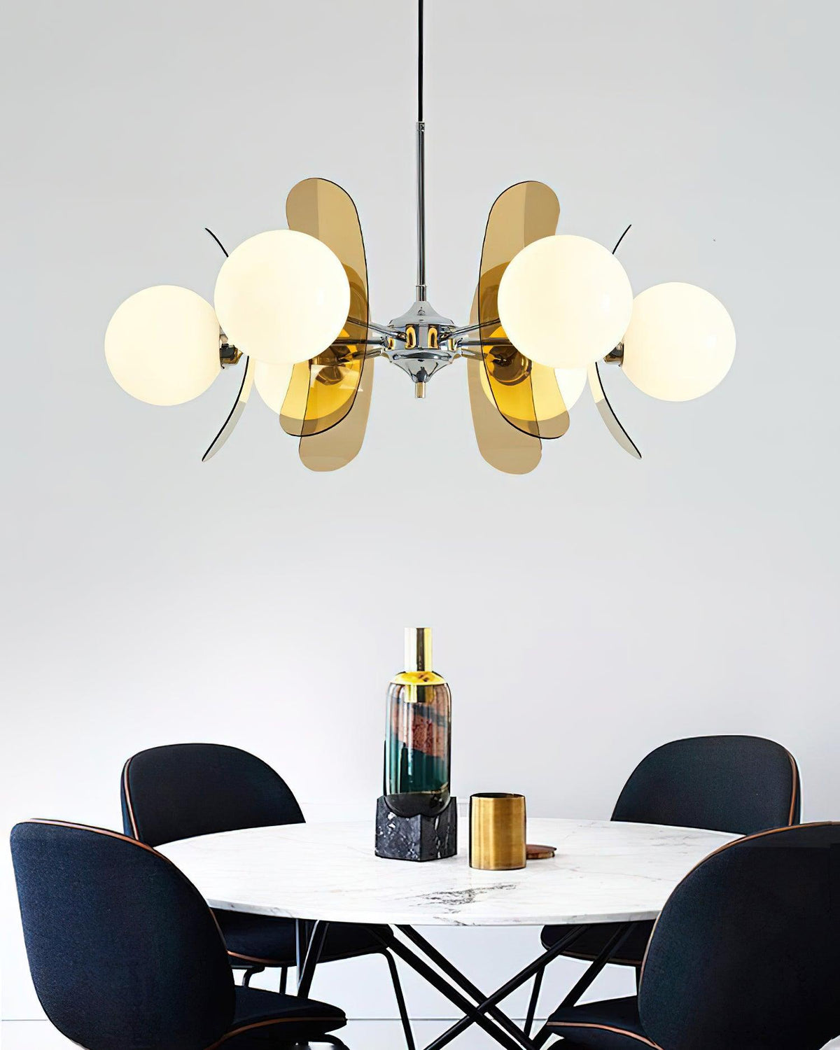 Iron Glass Ceiling Light for Dining Room Modern Multi-Bulb Fixture Adjustable Pendant Chandelier for Kitchen Island Living Room Entryway Hom