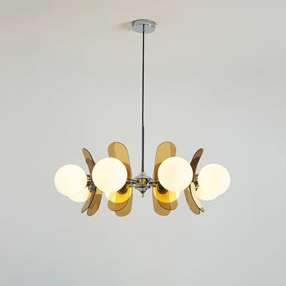 Iron Glass Ceiling Light for Dining Room Modern Multi-Bulb Fixture Adjustable Pendant Chandelier for Kitchen Island Living Room Entryway Hom