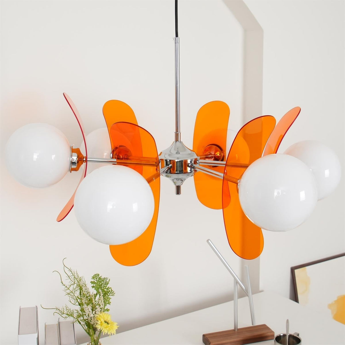 Iron Glass Ceiling Light for Dining Room Modern Multi-Bulb Fixture Adjustable Pendant Chandelier for Kitchen Island Living Room Entryway Hom
