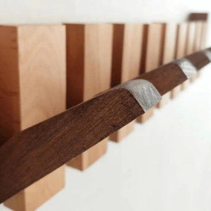 Piano Wall Mounted Coat Rack - Foldable Wooden Hooks, Space-Saving Design