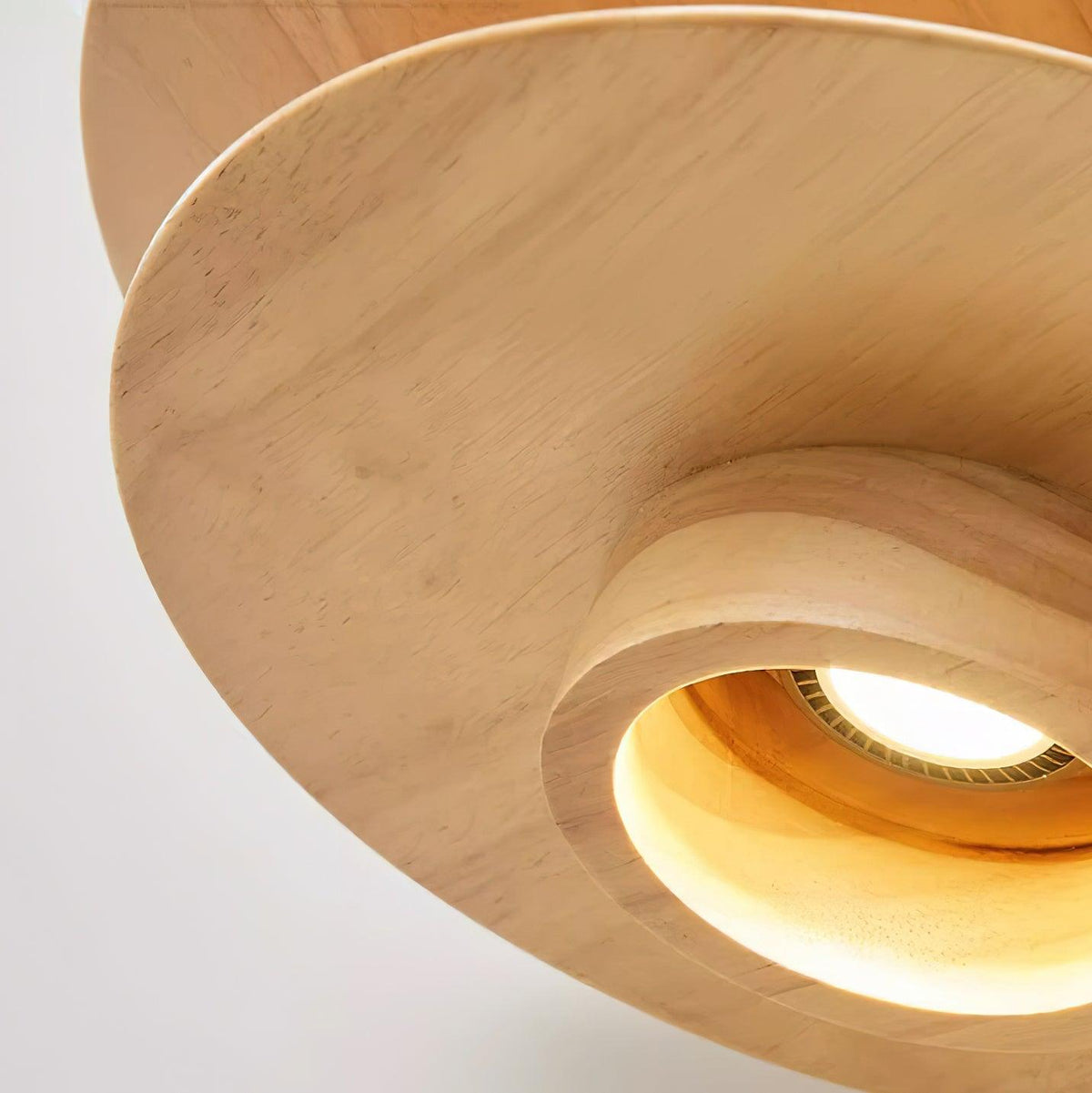 Layered Wood Ceiling Fixture 12 Inch Round Adjustable Height GU10 Socket Dimmable Hanging Lamp for Kitchen Island Table Overhead Lighting Co