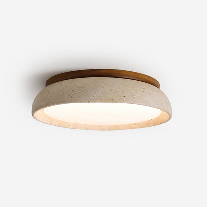 Flush Mount LED Light Fixture Stone Wood Acrylic Warm Glow for Bedroom Living Room Hallway Low Profile Modern Minimalist Scandinavian Japand