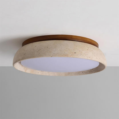 Flush Mount LED Light Fixture Stone Wood Acrylic Warm Glow for Bedroom Living Room Hallway Low Profile Modern Minimalist Scandinavian Japand