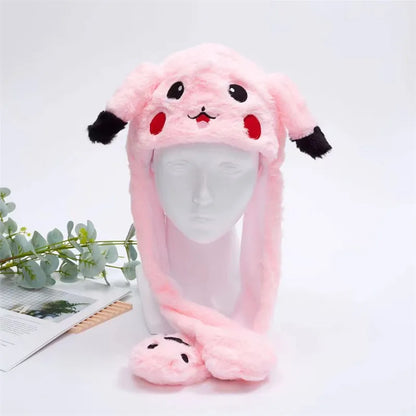 Plush Hat with Pop-Up Ears for Kids & Adults – Interactive Cosplay Beanie with Squeeze Paws | Fun Winter Accessory for Parties, Christmas