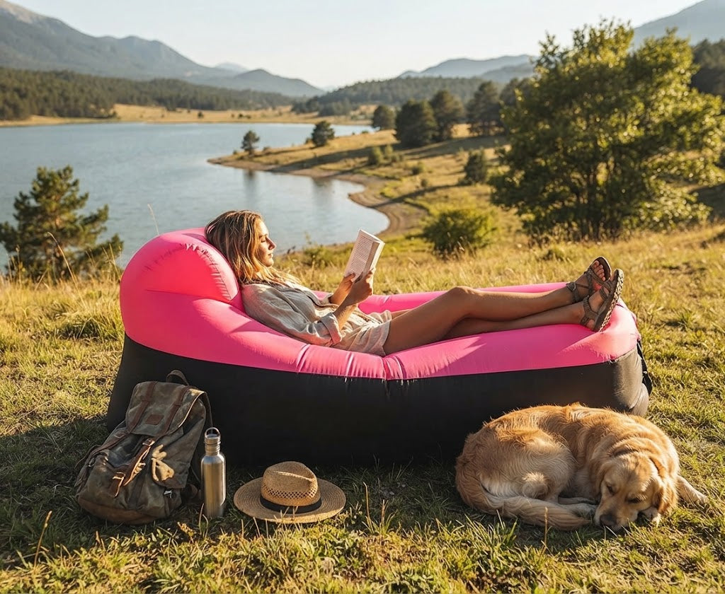 Airvana | Inflatable Outdoor Sofa with Ergonomic Headrest | Portable Couch for Relaxation Anywhere