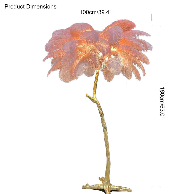 Tropical Feather Standing Lamp 63 in Tall Palm Tree Style Ambient Floor Light for Bedroom Living Room Decorative Accent Lighting