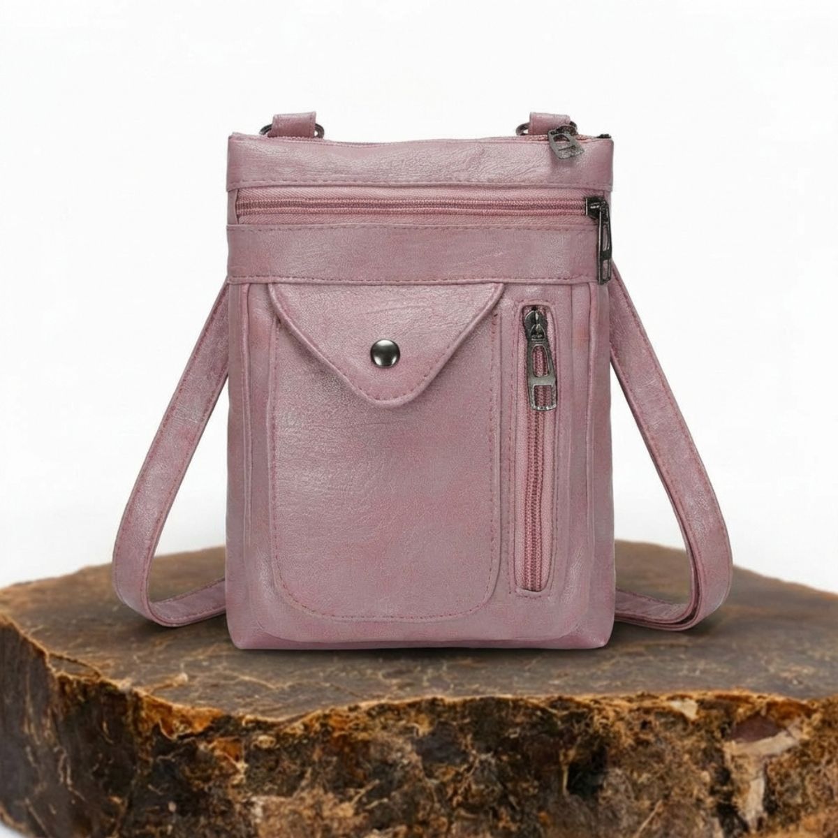 Retro Crossbody Purse – Compact Vegan Leather Shoulder Bag with Adjustable Strap for Women – Everyday Organizer Handbag