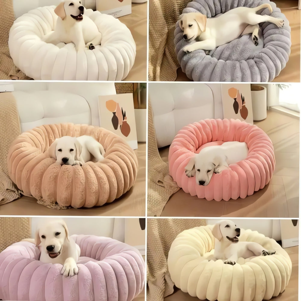 Pinnacle Plush Round Dog Bed - Soft Cotton-Polyester Blend, Non-Slip
