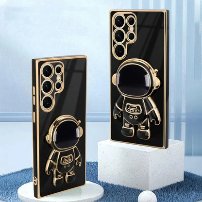 Space Explorer Phone Case with Kickstand for Samsung Galaxy – Protective TPU Cover with 3D Figure Grip