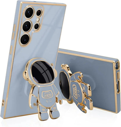 Space Explorer Phone Case with Kickstand for Samsung Galaxy – Protective TPU Cover with 3D Figure Grip