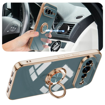 Rotating Ring Phone Case for Google Pixel – Magnetic Mount Compatible, Shock Absorbing TPU with Microfiber Lining