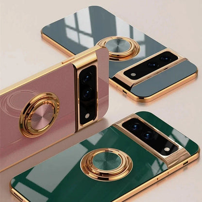 Rotating Ring Phone Case for Google Pixel – Magnetic Mount Compatible, Shock Absorbing TPU with Microfiber Lining